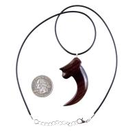 Wooden Bear Claw Pendant, Hand Carved Bear Claw Necklace, Mens Wood Pendant, Tribal Totem Jewelry, One of a Kind Gift for Him