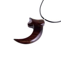 Wooden Bear Claw Pendant, Hand Carved Bear Claw Necklace, Mens Wood Pendant, Tribal Totem Jewelry, One of a Kind Gift for Him