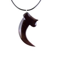 Wooden Bear Claw Pendant, Hand Carved Bear Claw Necklace, Mens Wood Pendant, Tribal Totem Jewelry, One of a Kind Gift for Him