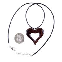 Wooden Heart Pendant, Hand Carved Wood Heart Necklace, 5th Anniversary Gift for Her, One of a Kind Handmade Jewelry