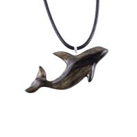 Hand Carved Orca Pendant, Wooden Killer Whale Necklace for Men or Women, Sea Animal, Nautical Beach Wood Jewelry