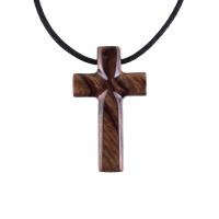 Wood Cross Necklace, Hand Carved Wooden Cross Pendant, Christian Jewelry for Men, One of a Kind Gift for Him