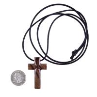 Wood Cross Necklace, Hand Carved Wooden Cross Pendant, Christian Jewelry for Men, One of a Kind Gift for Him