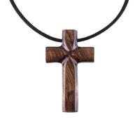 Wooden Cross Necklace, Hand Carved Cross Pendant, Mens Christian Wood Jewelry, One of a Kind Gift for Him