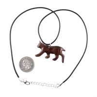 Hand Carved Wooden Lynx Pendant, Bobcat Necklace, Wildcat Totem Spirit Animal Wood Jewelry Handmade Gift for Men or Women