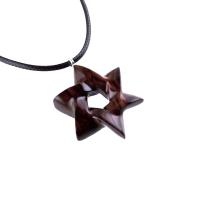 Star of David Pendant, Hand Carved Wooden Jewish Star Necklace for Men or Women, Wood Jewish Jewelry