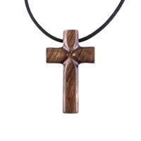 Wooden Cross Necklace, Hand Carved Cross Pendant, Mens Christian Wood Jewelry, One of a Kind Gift for Him