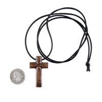 Wooden Cross Necklace, Hand Carved Cross Pendant, Mens Christian Wood Jewelry, One of a Kind Gift for Him