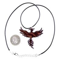 Hand Carved Phoenix Necklace, Wooden Rising Phoenix Pendant for Men or Women, Wood Firebird Necklace, Fantasy Inspirational Jewelry