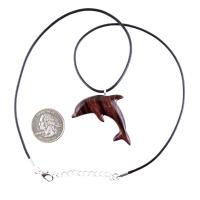 Wooden Dolphin Pendant, Hand Carved Dolphin Necklace, Sea Animal Necklace, Nautical Wood Jewelry for Men or Women