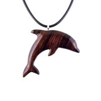 Wooden Dolphin Pendant, Hand Carved Dolphin Necklace, Sea Animal Necklace, Nautical Wood Jewelry for Men or Women