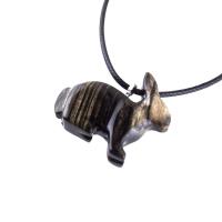 Rabbit Necklace, Hand Carved Wooden Bunny Pendant, Wood Animal Necklace, Pet Animal Totem Jewelry, One of a Kind Gift