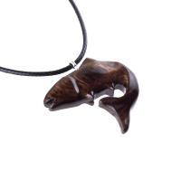 Salmon Necklace, Hand Carved Wooden Fish Pendant, Trout Necklace, Mens Wood Pendant, Fishermen Jewelry, Gift for Him
