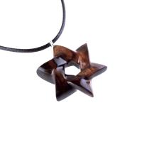 Star of David Pendant, Hand Carved Wooden Jewish Star Necklace for Men or Women, Wood Jewish Jewelry