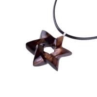 Star of David Pendant, Hand Carved Wooden Jewish Star Necklace for Men or Women, Wood Jewish Jewelry