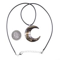 Hand Carved Moon Necklace, Wooden Crescent Moon Pendant, Wood Celestial Necklace, Pagan Lunar Jewelry for Men or Women