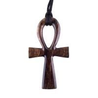Large Ankh Pendant, Wood Egyptian Ankh Necklace, Wooden Cross Ankh Pendant, Mens African Jewelry, Gift for Him