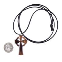 Celtic Cross Pendant, Hand Carved Wood Cross Necklace, Irish Mens Wooden Christian Jewelry, One of a Kind Gift for Him