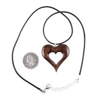 Wood Heart Necklace, Hand Carved Wooden Heart Pendant, 5th Anniversary Gift for Her, One of a Kind Wood Jewelry