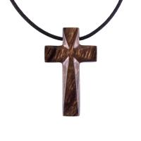 Hand Carved Wooden Cross Pendant, Mens Wood Cross Necklace, Handmade Christian Jewelry, One of a Kind Gift for Him