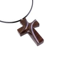 Wood Cross Necklace, Hand Carved Wooden Cross Pendant for Men Women, Handmade Christian Jewelry Gift for Him Her
