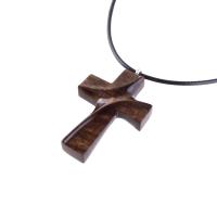 Wood Cross Necklace, Hand Carved Wooden Cross Pendant for Men Women, Handmade Christian Jewelry Gift for Him Her