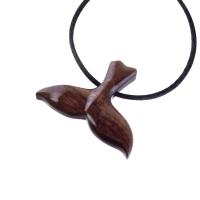 Hand Carved Wooden Orca Whale Tail Pendant, Mens Wood Necklace, Handmade Nautical Jewelry Gift