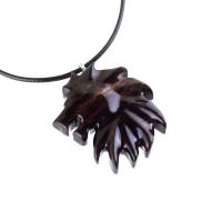 Hand Carved Wooden Lion Head Pendant, Men Wood Necklace, Handcrafted Leo Jewelry Gift
