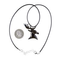 Hand Carved Stag Head Necklace, Wooden Deer Pendant, Woodland Buck Necklace, Mens Jewelry, Spirit Animal Totem Gift for Him