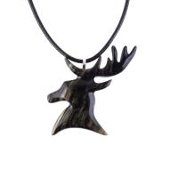 Hand Carved Stag Head Necklace, Wooden Deer Pendant, Woodland Buck Necklace, Mens Jewelry, Spirit Animal Totem Gift for Him