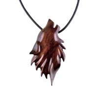 Carved Wolf Pendant, Wooden Wolf Necklace, Spirit Animal Totem, Handmade Wood Jewelry for Men or Women, One of a Kind Gift