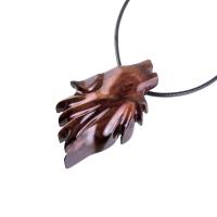 Carved Wolf Pendant, Wooden Wolf Necklace, Spirit Animal Totem, Handmade Wood Jewelry for Men or Women, One of a Kind Gift