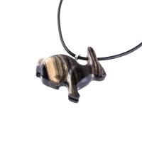 Rabbit Necklace, Hand Carved Wooden Bunny Pendant, Wood Animal Necklace, Pet Animal Totem Jewelry, One of a Kind Gift