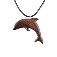 Hand Carved Dolphin Necklace, Wooden Dolphin Pendant, Sea Animal Wood Jewelry, Nautical Gift