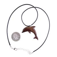 Hand Carved Dolphin Necklace, Wooden Dolphin Pendant, Sea Animal Wood Jewelry, Nautical Gift
