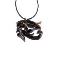 Eye of Horus Necklace, Hand Carved Wooden Eye of Horus Pendant, Eye of Ra Egyptian Amulet for Men or Women