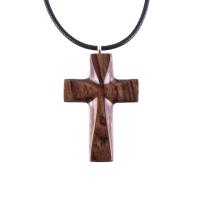 Wooden Cross Necklace, Hand Carved Wood Cross Pendant, Christian Jewelry for Men Women, Gift for Him or Her