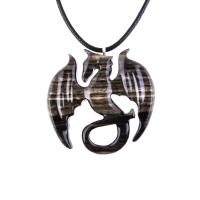 Dragon Necklace for Men Women, Hand Carved Wooden Dragon Pendant, Fantasy Wood Jewelry Gift for Her Him