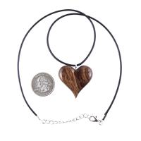 Heart Necklace, Hand Carved Wooden Heart Pendant, 5th Anniversary Gift for Her, One of a Kind Wood Jewelry