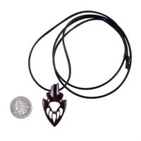 Bear Paw Necklace, Hand Carved Wooden Arrowhead Pendant, Totem Protection Amulet, Bear Jewelry for Men, One of a Kind Gift for Him