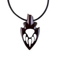 Bear Paw Necklace, Hand Carved Wooden Arrowhead Pendant, Totem Protection Amulet, Bear Jewelry for Men, One of a Kind Gift for Him