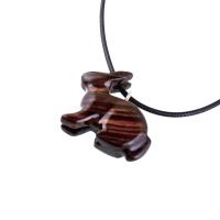 Wooden Rabbit Pendant, Bunny Necklace, Hand Carved Wood Animal Jewelry