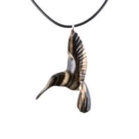 Hummingbird Necklace, Wooden Hummingbird Pendant, Hand Carved Wood Bird Jewelry, One of a Kind Handmade Gift for Her