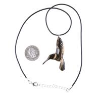 Hummingbird Necklace, Wooden Hummingbird Pendant, Hand Carved Wood Bird Jewelry, One of a Kind Handmade Gift for Her