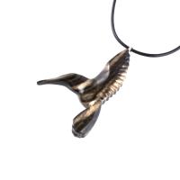 Hummingbird Necklace, Wooden Hummingbird Pendant, Hand Carved Wood Bird Jewelry, One of a Kind Handmade Gift for Her