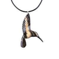 Hummingbird Necklace, Wooden Hummingbird Pendant, Hand Carved Wood Bird Jewelry, One of a Kind Handmade Gift for Her