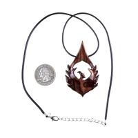 Hand Carved Wooden Phoenix Necklace, Firebird Wood Pendant, Inspirational Jewelry Gift for Men Women