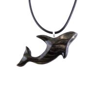 Hand Carved Orca Pendant, Wooden Killer Whale Necklace for Men or Women, Sea Animal, Nautical Beach Wood Jewelry