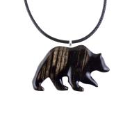 Bear Necklace, Hand Carved Wooden Grizzly Bear Pendant for Men or Women, Woodland Jewelry, Spirit Animal Totem