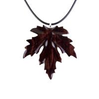 Hand Carved Wooden Leaf Pendant, Maple Leaf Necklace, Woodland Jewelry for Men or Women, Wood Jewelry Gift for Him Her